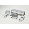 Cesicia 7-Piece Blue Patio Sofa Set with Adjustable Height Coffee Table for Backyard, Porch & Poolside - 2 of 4