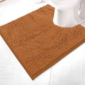 Home Mart Goods Pumpkin Orange Soft Cozy Plush Chenille Contour Bath Mat Bathroom Rug - 1 of 3