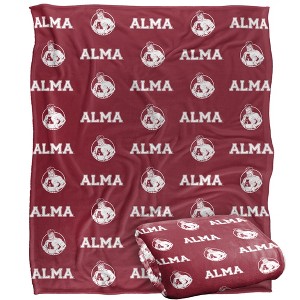 Alma College Logo Pattern Silky Touch Blanket White 50x60 - 1 of 4