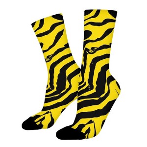 Black Geometric Graphic Women Printed Crew Socks Funny Funky Socks Soft Polyester Novelty Gifts for Artists Men - 1 of 1