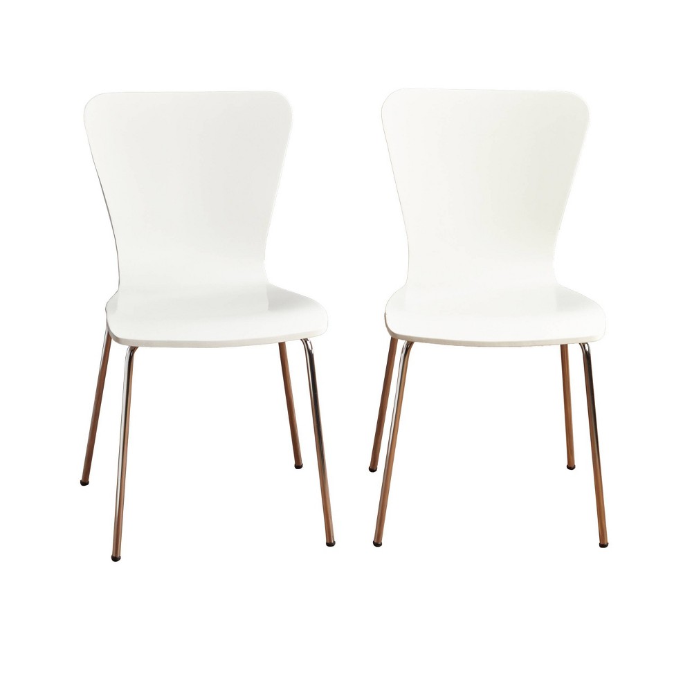 Photos - Dining Table Set of 2 Pisa Modern Bentwood Dining Chairs White - Buylateral: Chrome-Pla