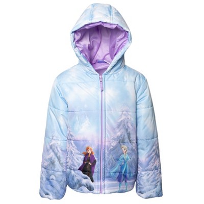 Disney Frozen Girls Zip Up Winter Coat Puffer Jacket Little Kid