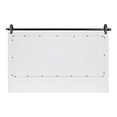 White Rectangular Wood Wall Mirror with Shelf and Hooks