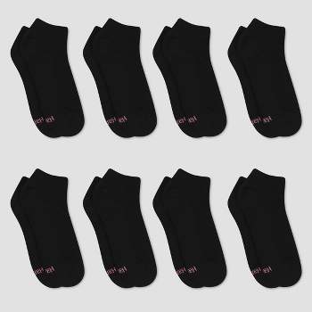 Hanes Premium Women's Cushioned 6+2 Bonus Pack Low Cut Socks - Black 5-9