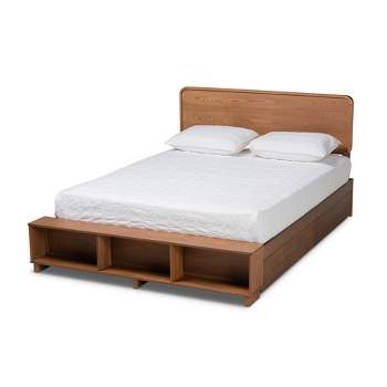 4 Drawer Vita Modern Transitional Wood Platform Storage Bed Walnut/Brown - Baxton Studio