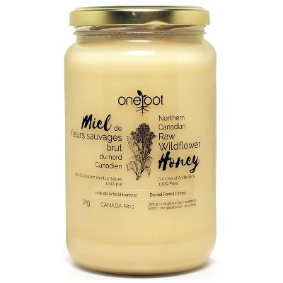 Oneroot 100% Canadian Flower Honey -Honey Wildflower Unfiltered, Unheated & Creamed, Nutrient Rich Raw Wildflower