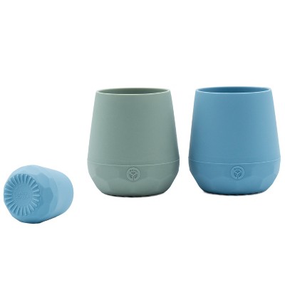 WeeSprout Silicone Baby Training Cups - Set of 2 Soft Silicone Cups - 2 oz Open Cup for Baby 6+ Months - Non-Slip Grip, Weighted Base