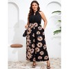 Womens Tie Knot Wide Leg Jumpsuit Plus Size Summer Dressy Sleeveless Frill Trim Patchwork Jumpsuit Casual Jumpsuits Outfits - 4 of 4