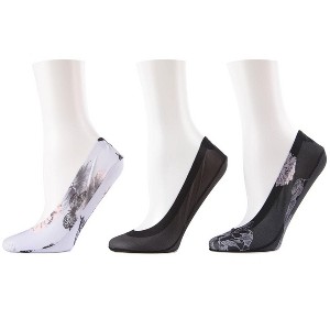 Memoi Women's 3 Pair Pack Romance Rebellion Fine Edge Shoe Liner Socks White One Size - 1 of 1
