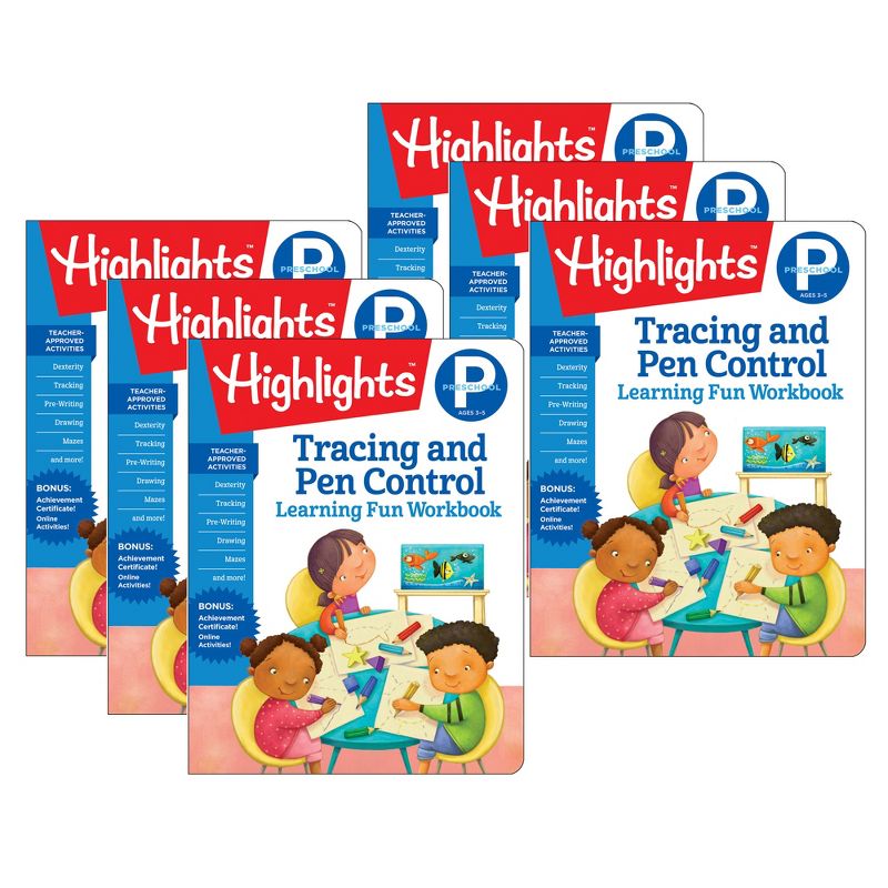 Highlights Learning Fun Workbooks, Preschool Tracing and Pen Control, Pack of 6, 1 of 3