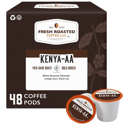 Fresh Roasted Coffee - Kenya AA Med-Dark Roast Single Serve Pods - 48CT