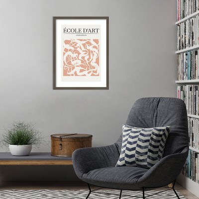 Ecole d'Art Abstract Peach and White Framed Print