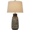 Cal Lighting BO-3086TB-2 150W 3 Way Scottsboro Ceramic Table Lamp and Hardback Taper Drum Soft Burlap Shade (Sold As Pairs) - 2 of 4