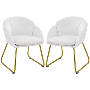 Yaheetech Set of 2 Flower Shape Velvet Armchair for Living Room, Bedroom, White - 1 of 4