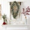 Nearly Natural 3-ft Holiday Christmas Geometric Diamond Frosted Wreath with Pinecones and 50 Warm White LED Lights - 3 of 3