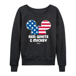Women's - Disney - Americana Lightweight French Terry Wide Neck Long Sleeve Shirt - 1 of 4