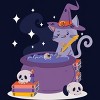 Junior's Design By Humans Halloween Kitty Cauldron By machmigo T-Shirt - 2 of 2