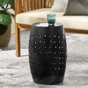 Barrel-Shaped Metal Lace-Cut Outdoor End Table, Modern Patio Accent Table for Outdoor & Indoor Use, Patio End Tables -Christopher Knight Home - 4 of 4