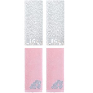 REGALWOVEN 4 Pcs 100% Cotton Floral Embroidered Soft Absorbent Decorative Hand Towel - 1 of 4