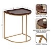 Kate and Laurel Dorrah Half Circle Wood Side Table, 18x16x22, Walnut Brown and Gold - 2 of 4