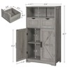 USIKEY Bathroom Cabinet, Storage Cabinet with 2 Adjustable Drawers & Barn Doors, Standing Cupboard with 2 Shelf for Living Room, Home Office, Gray - 2 of 4