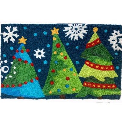 Jellybean Holiday Trees at Night Doormat 20"x30" – Festive Indoor/Outdoor Mat to Light Up Your Winter Entryway