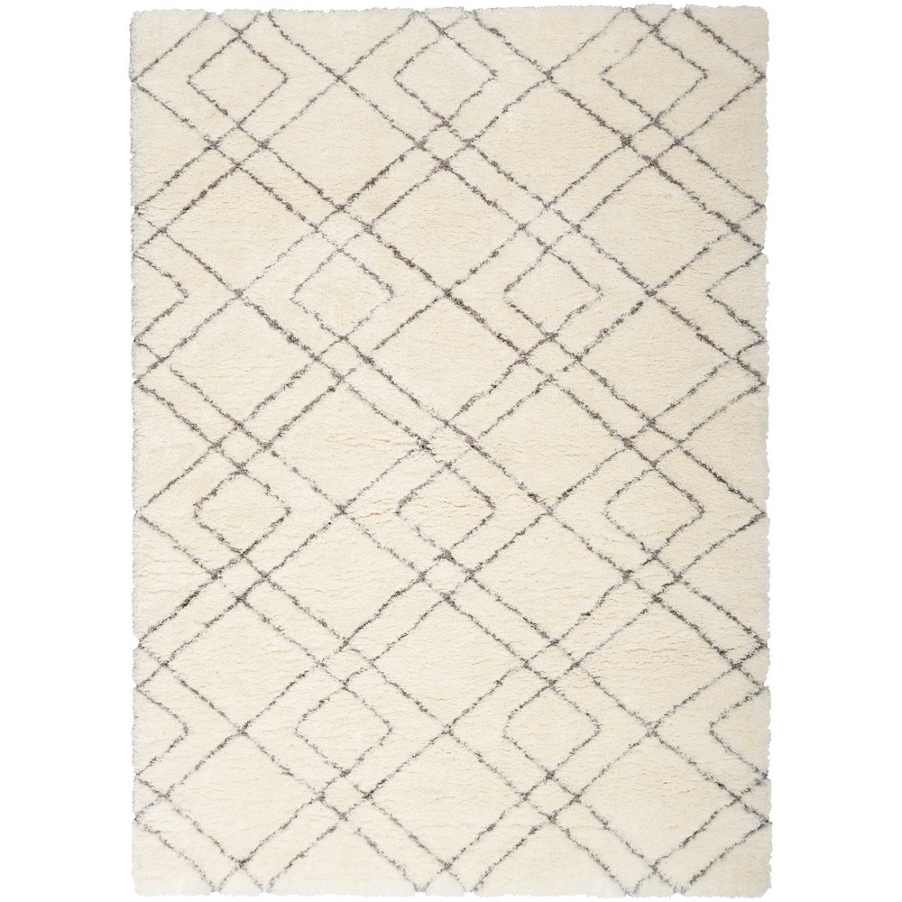 Photos - Area Rug Nourison 4'x6' Dreamy Shag Geometric Machine Woven Indoor  Ivory: High Pile, Modern Rectangle, OEKO-TEX Certified 