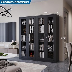 Mlezan Display Cabinet: Glass Doors, 4 Adjustable Shelves, Locking Case. Ideal for Home, Office, or Clinic. Assembly Required. - 1 of 4