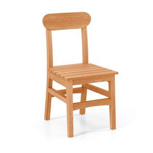 Costway 1/2 PCS Patio Teak Wood Chair  Wooden Armless Dining Chair with Slatted Seat - 1 of 4
