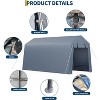Outdoor Storage Shed Carport with Roll-up Ventilated Door and Windows, Heavy Duty Waterproof Tarp, Portable Garage for Motorcycle, Bike, Garden Tools - 4 of 4