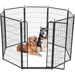 Nasitip 40"/48" Black 8/16-Panel Dog Playpen, Indoor Outdoor Heavy Duty Metal Pet Exercise Pen with Wide Door & Low Threshold - 1 of 4