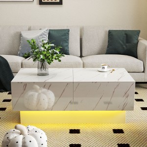 Kumasinova 39"-57" Extandable Coffee Table with Hidden Storage Compartment,Modern Living Room Center Table with PB&MDF Frame,White - 1 of 4
