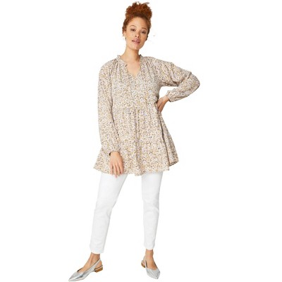 Ellos Women's Plus Size Sweatshirt Tunic With Shirttail Hem