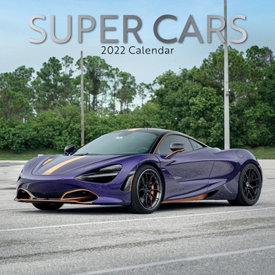 The Gifted Stationery 2021 - 2022 Monthly Car Wall Calendar, 16 Month, Super Cars Theme with Reminder Stickers, 12 x 12 in