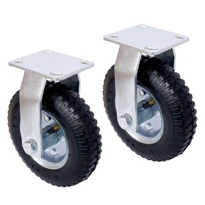Pneumatic Caster Wheels with Swivel Plate, 5/8 Inch Bore Axle, Steel ...