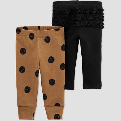 Image of Baby Girls' 2pk Polka Dot Pull-On Pants - Just One You® made by carter's Black/Brown 6M