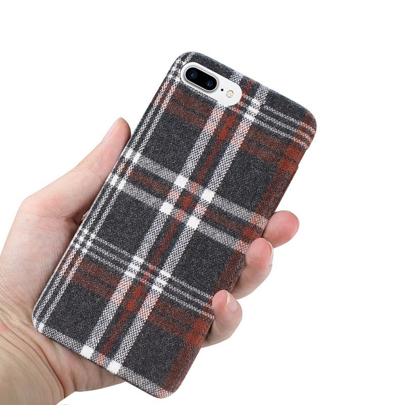Reiko iPhone 8 Plus Checked Fabric Case in Brown, 3 of 5