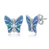 Opalata Sterling Silver Blue Inlay Opal Butterfly Earrings and 18" Pendant Necklace Set - 3 of 4