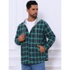 INSPIRE CHIC Men's Fleece Lining Drawstring Hooded Plaid Shirt Jacket - 4 of 4