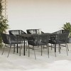 vidaXL 7 Piece Patio Dining Set - Black Poly Rattan Outdoor Furniture with Cushions and Glass Table for Garden, Backyard, Deck, Patio - 3 of 4