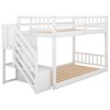Okak Twin over Twin Solid Wood Floor Bunk Bed Low Loft Bunk Bed with Storage Ladder & Safety Guardrail for Kids Teens, Easy Assemble, White - 4 of 4