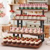 Attop Cupcake Stand, 4 Tier Wooden Display Stands Stepped Dessert Table Display Set with Metal Frame Tiered Tray Stand Serving Trays for Display - 3 of 4