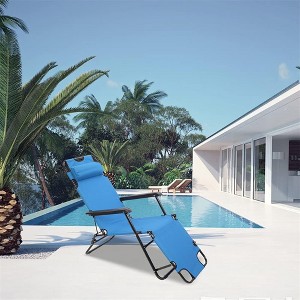 Folding Chaise Lounge, Adjustable Outdoor Sun Lounger with Headrest for Pool, Beach, or Patio - 1 of 4