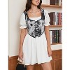 Acekool Women’s Vintage Floral Corset Lace-Up Vest, Vintage Pirate-Inspired Bustier with Embroidered Print - 4 of 4