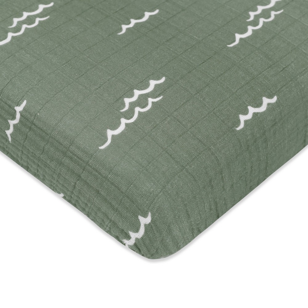 Photos - Bed Linen Babyletto Ocean Waves Muslin Mini Crib Sheet