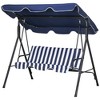 PAGED 3-Seat Outdoor Swing Chair with Adjustable Tilt Canopy and Removable Cushion,Porch Swing with Steel Frame Standfor Patio,Porch - 4 of 4