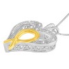 Haus of Brilliance Silver Two Toned 1/25 cttw Diamond Heart-Ribbon Pendant Necklace - 3 of 4