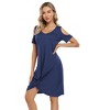 Women's Cold Shoulder Summer Twist Knot Mini Tshirts Dresses - 4 of 4