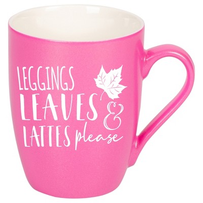 Elanze Designs Leggings Leaves & Lattes Please Princess Pink 10 ounce New Bone China Coffee Cup Mug