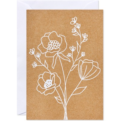 Laser Cut Floral Kraft Blank Note Cards